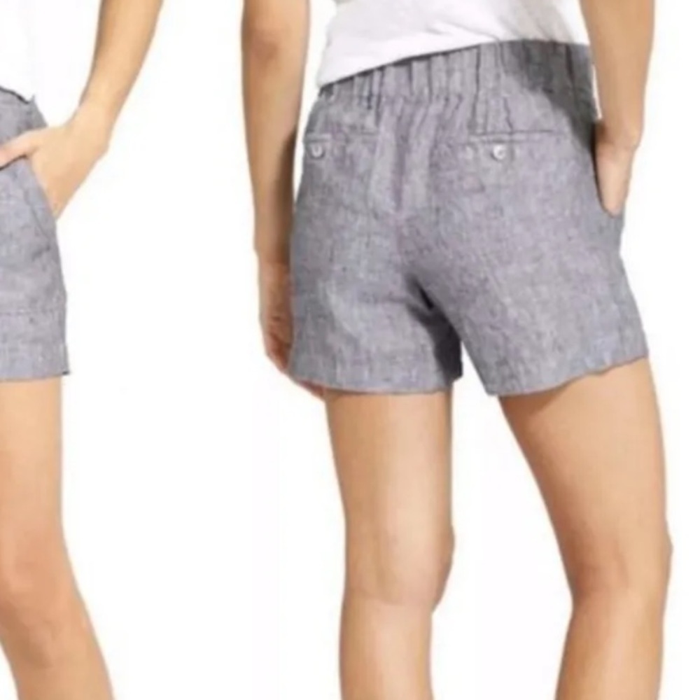 Athleta Blue Heathered Linen Drawstring Shorts 4 - Picture 4 of 9